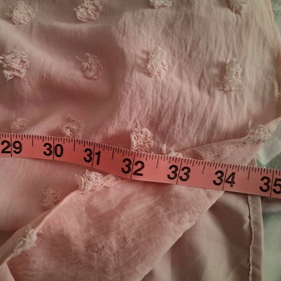 Kabundo Pink Babydoll Chenille Puff Dress ~ Short Sleeve & V-neck Size M - Picture 5 of 6